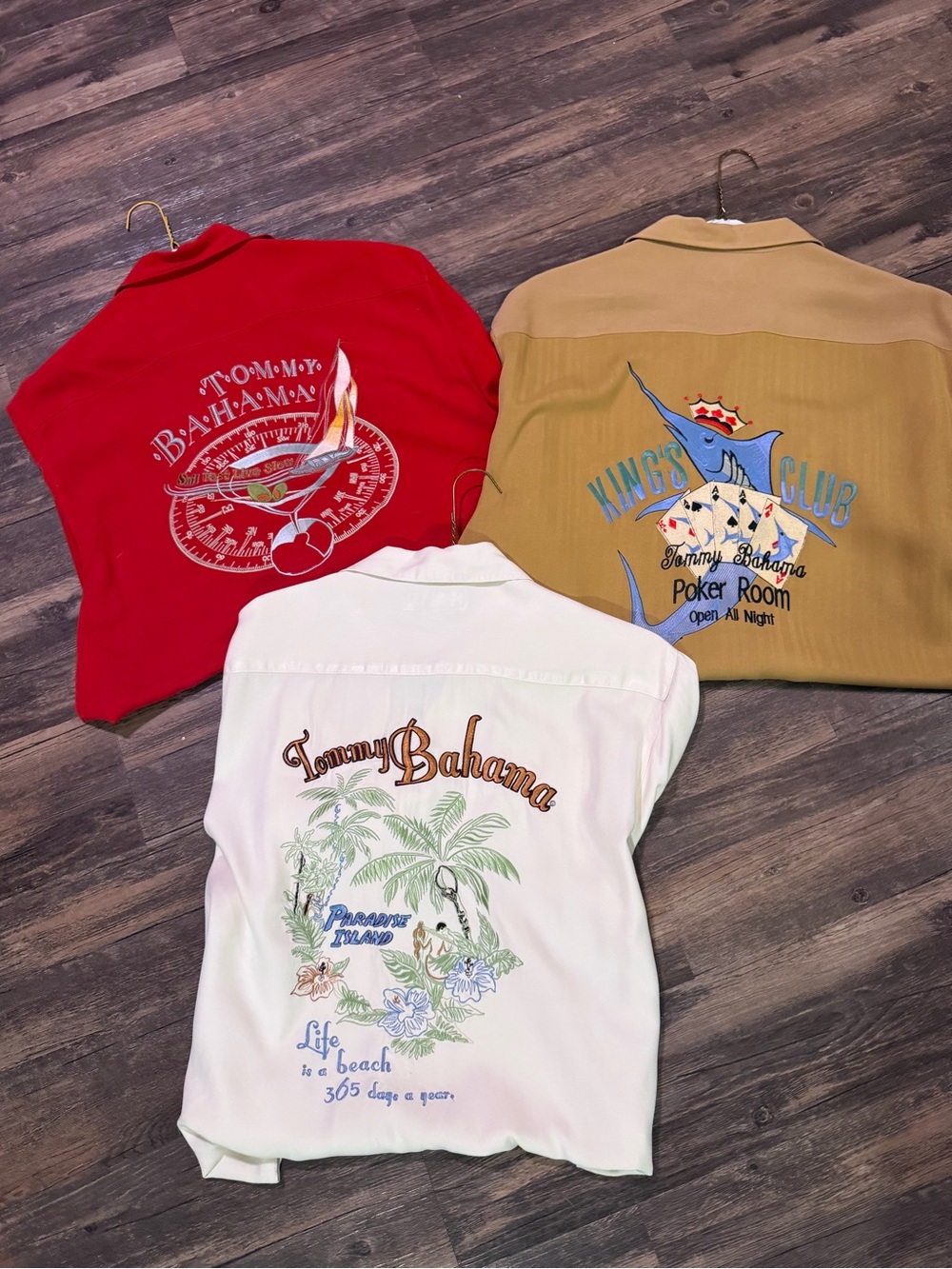 Tommy Bahama Men’s Short-Sleeve Shirt Bundle - White, Red, Tan Sz Large